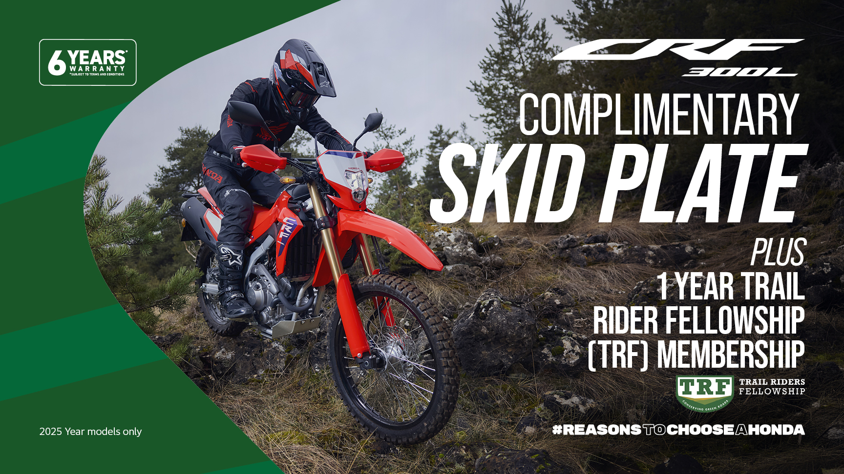 CRF300L Special Offer - Complimentary Skid Plate + 1-year TRF Membership - 2025 Year models only